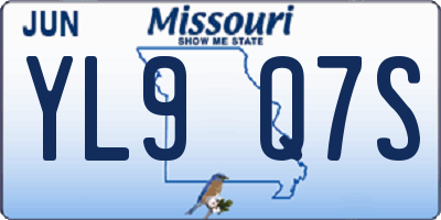 MO license plate YL9Q7S