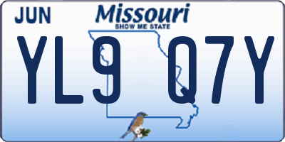 MO license plate YL9Q7Y