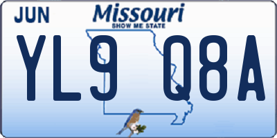 MO license plate YL9Q8A