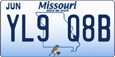 MO license plate YL9Q8B