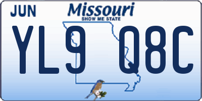 MO license plate YL9Q8C