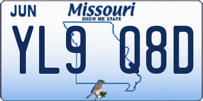 MO license plate YL9Q8D