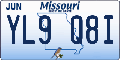 MO license plate YL9Q8I