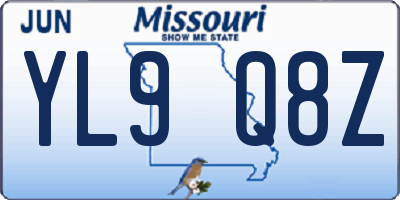 MO license plate YL9Q8Z