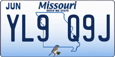 MO license plate YL9Q9J
