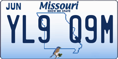 MO license plate YL9Q9M