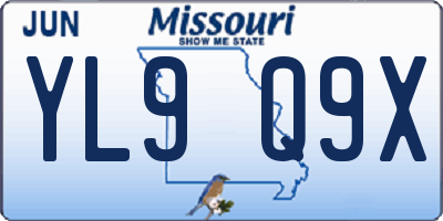 MO license plate YL9Q9X