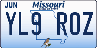 MO license plate YL9R0Z
