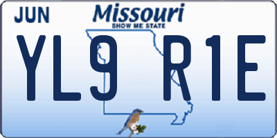MO license plate YL9R1E
