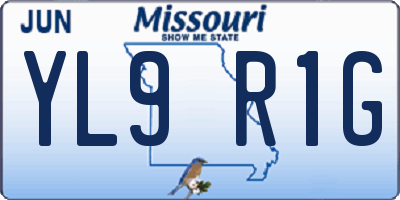 MO license plate YL9R1G
