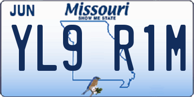 MO license plate YL9R1M