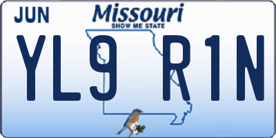 MO license plate YL9R1N