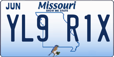 MO license plate YL9R1X