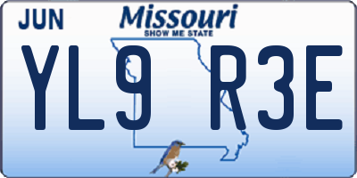 MO license plate YL9R3E