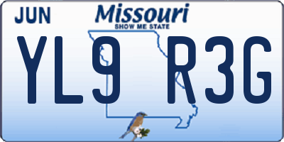 MO license plate YL9R3G