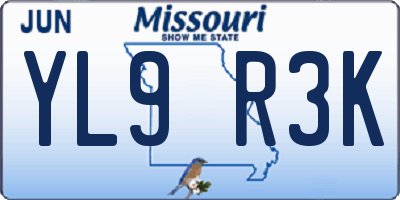 MO license plate YL9R3K