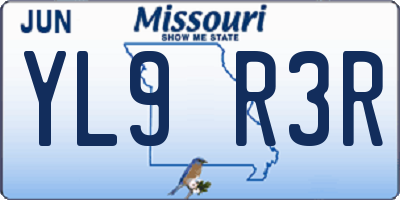 MO license plate YL9R3R