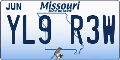 MO license plate YL9R3W