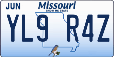 MO license plate YL9R4Z