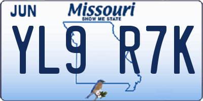 MO license plate YL9R7K