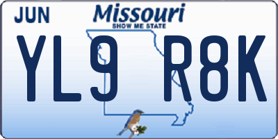 MO license plate YL9R8K