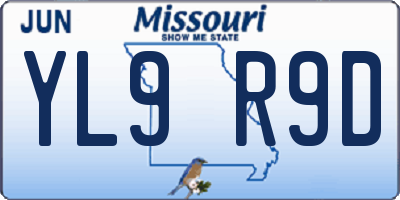 MO license plate YL9R9D