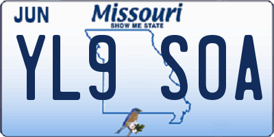 MO license plate YL9S0A