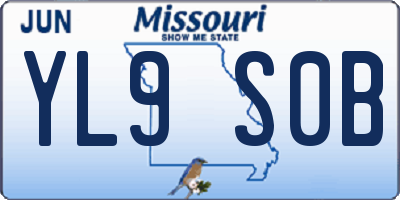 MO license plate YL9S0B
