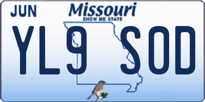 MO license plate YL9S0D
