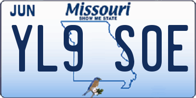 MO license plate YL9S0E
