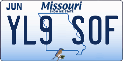MO license plate YL9S0F