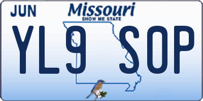 MO license plate YL9S0P
