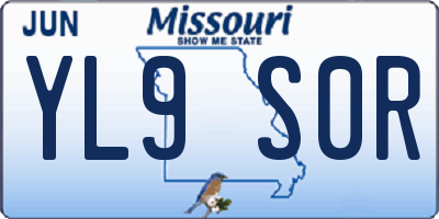 MO license plate YL9S0R