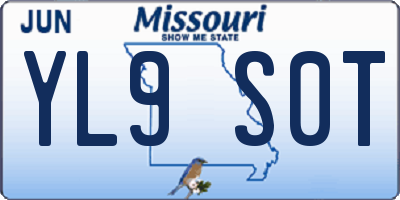 MO license plate YL9S0T