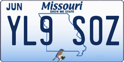 MO license plate YL9S0Z