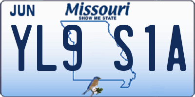 MO license plate YL9S1A