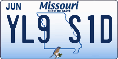 MO license plate YL9S1D