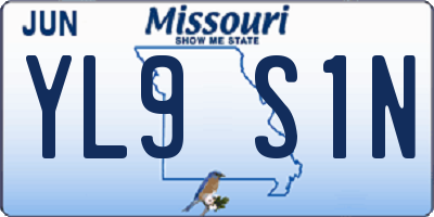 MO license plate YL9S1N