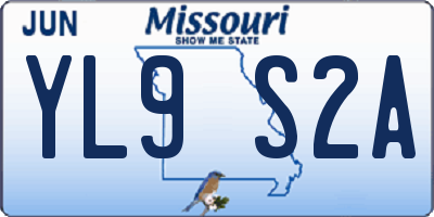 MO license plate YL9S2A