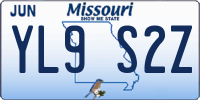 MO license plate YL9S2Z