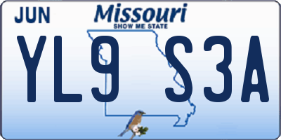 MO license plate YL9S3A