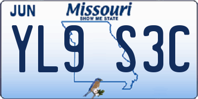 MO license plate YL9S3C