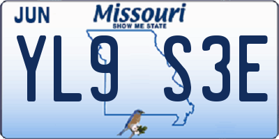 MO license plate YL9S3E