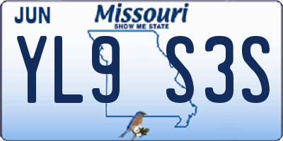 MO license plate YL9S3S