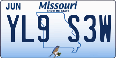 MO license plate YL9S3W