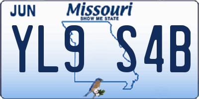 MO license plate YL9S4B