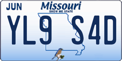 MO license plate YL9S4D