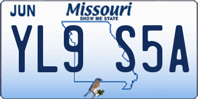 MO license plate YL9S5A