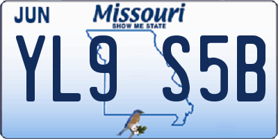 MO license plate YL9S5B