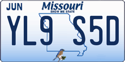 MO license plate YL9S5D